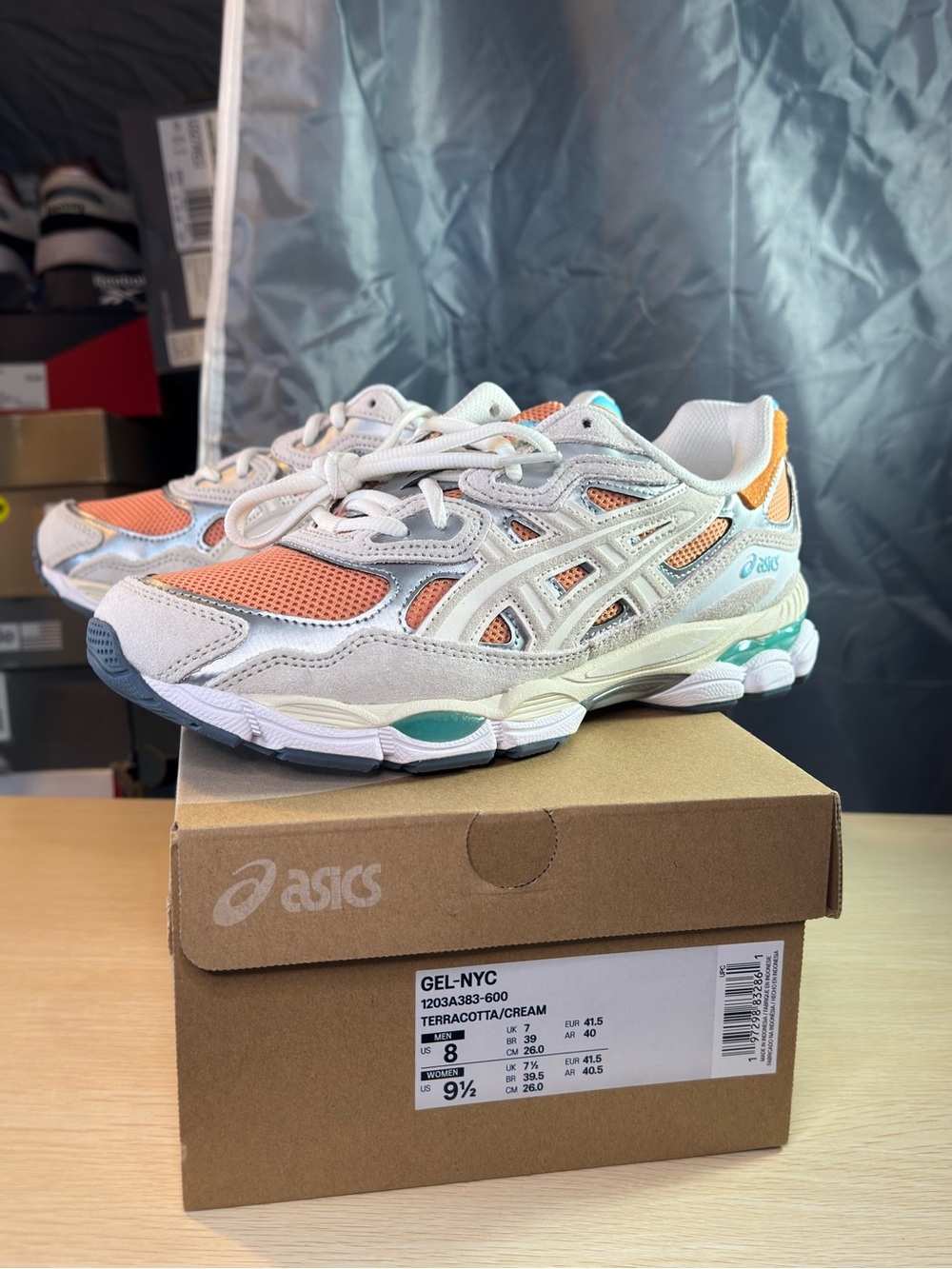 ASICS GEL-NYC Terracotta/Cream Unisex Sneaker Size 8 Men/ 9.5 Women S/N 1203A383